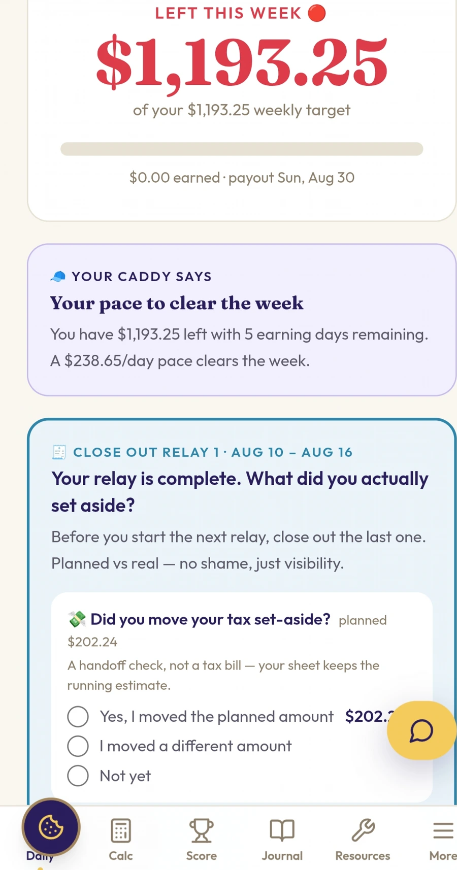 The Payday Relay app — what's left this week on your phone
